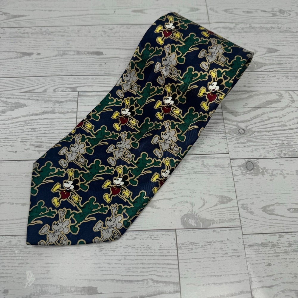 Vintage Mickey Unlimited Disney Mickey Mouse Navy Blue Silk Necktie 556131-4288‎